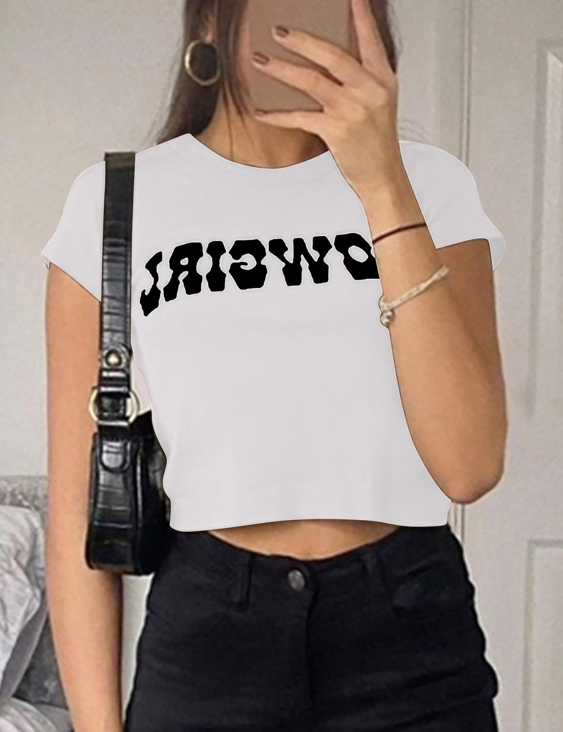 MISSACTIVER Women’s Sexy Vintage Graphic and Letter Print Crop Top Casual Summer Slim Short Sleeve Crop T-Shirt - Image 3