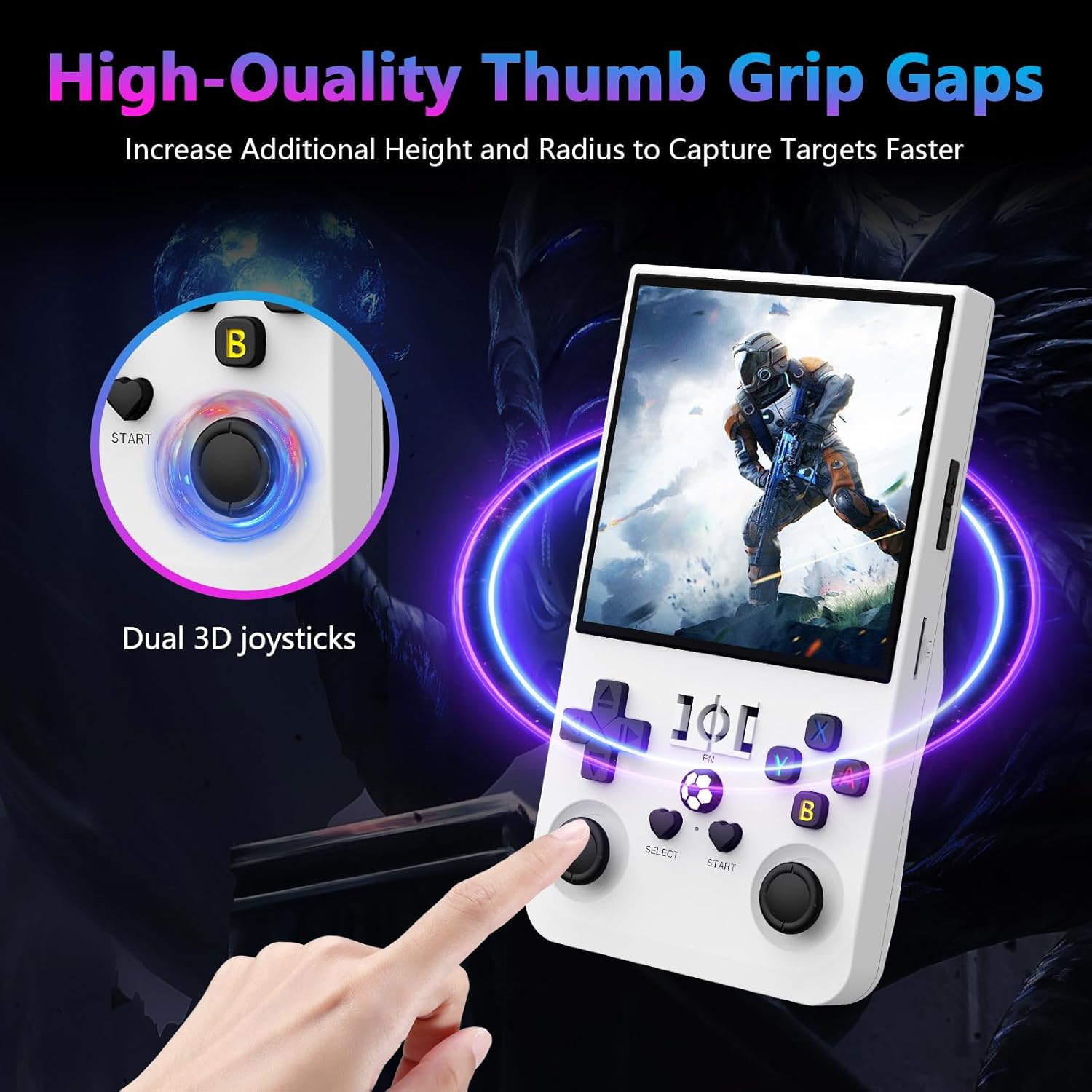 R36MAX Retro Handheld Game Console, 4.0 Inch 720x720 IPS Screen, 64GB Built-in 18,000+ Classic Game, Portable Hand Held Open Source Linux System, 4000mAh Battery Retro Gaming Console(White 64GB) - Image 4