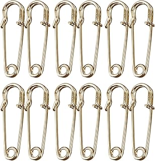 Large Safety Pins, Large Safety Pins Heavy Duty for Clothes, 12 Pack Pins Assorted for Clothes, Leather, Crafts, Canvas, B...