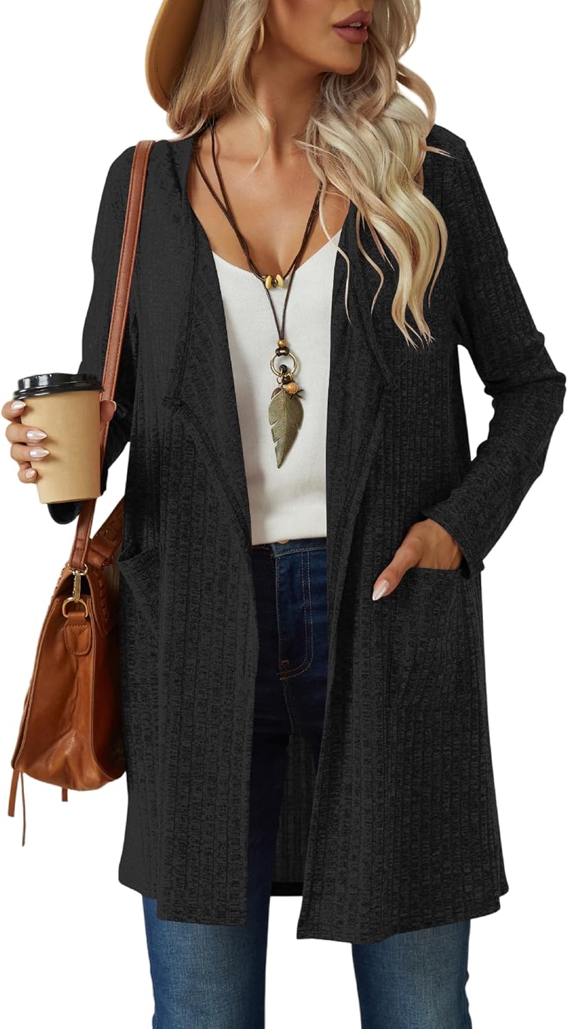 Cardigan Donna TIANZHU - Aperto Davanti, Leggero, A Righe Verticali, Con Tasche, Taglie S-2XL (40-58) - 3