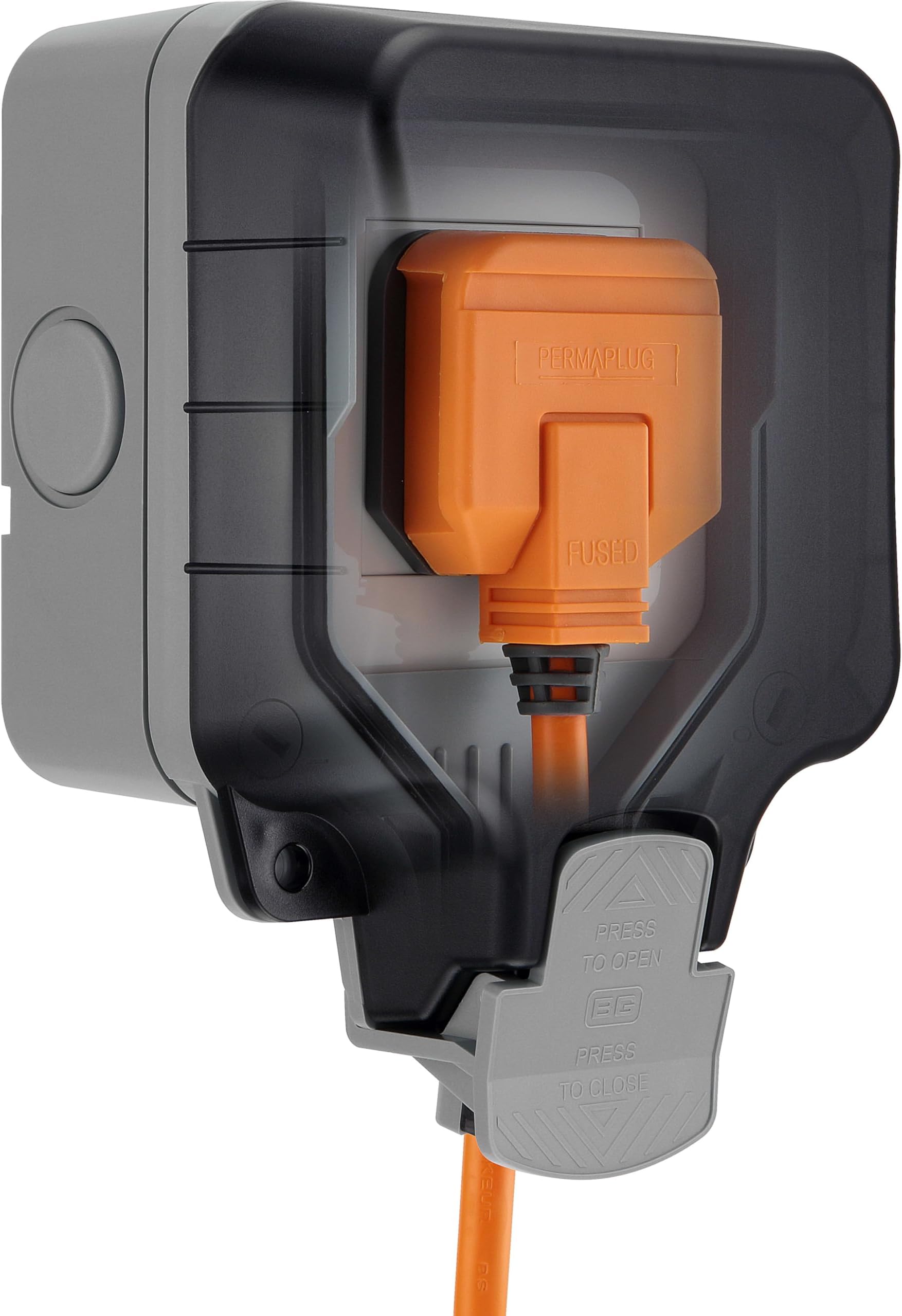 Masterplug BG Electrical WP23-01 Single Outdoor Weatherproof Unswitched Socket, IP66 Rated, 13 Amp, Grey