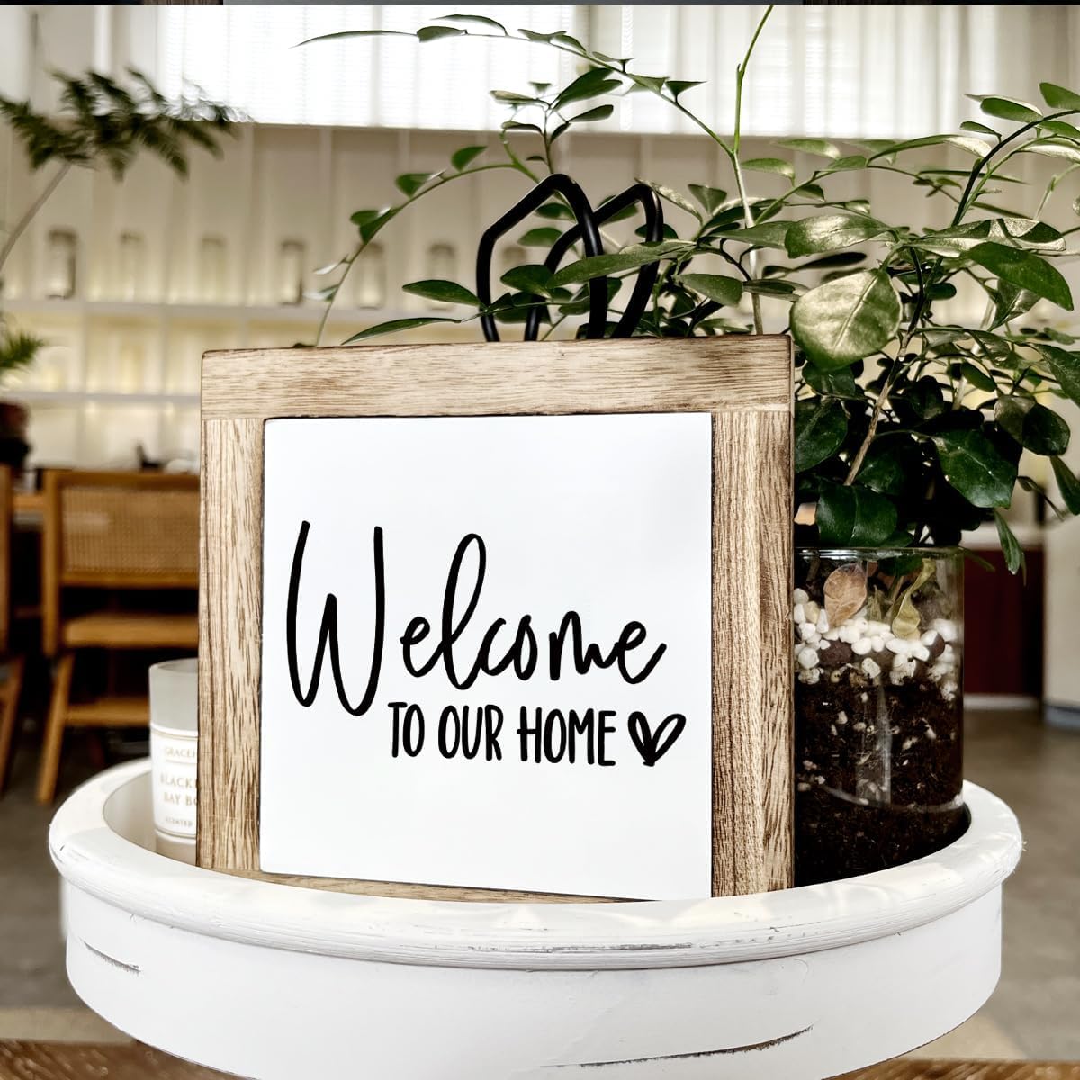 Welcome Sign, Wooden Box Signs for Home Decor, Farmhouse Decor for Entryway, Front Door Decors, Porch Decors, Housewarming Tabletop sign, Welcome To Our Home (C4) image 4