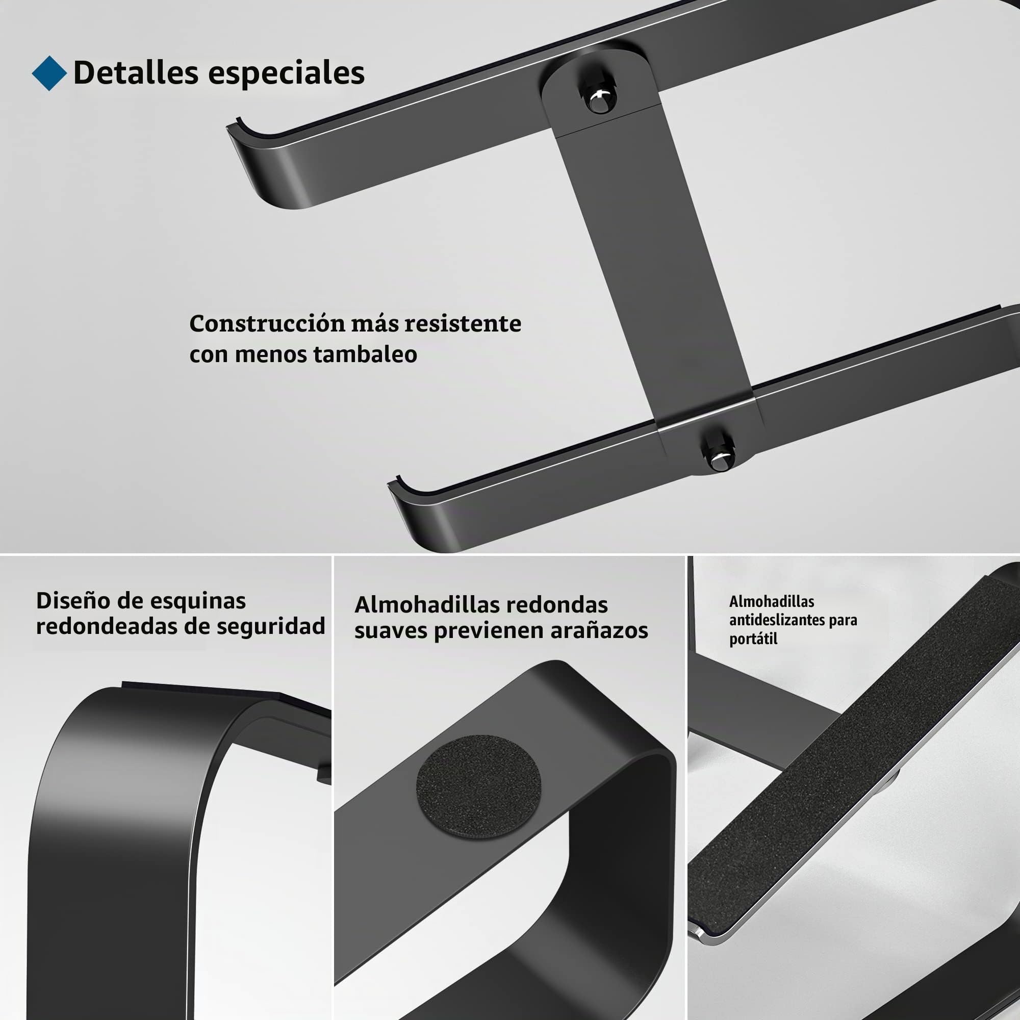 BONTEC Soporte Portátil para Portátil de 10-17 Pulgadas, Soporte de Ordenador Escritorio Ergonómico, Soportar hasta 5 kg, Negro