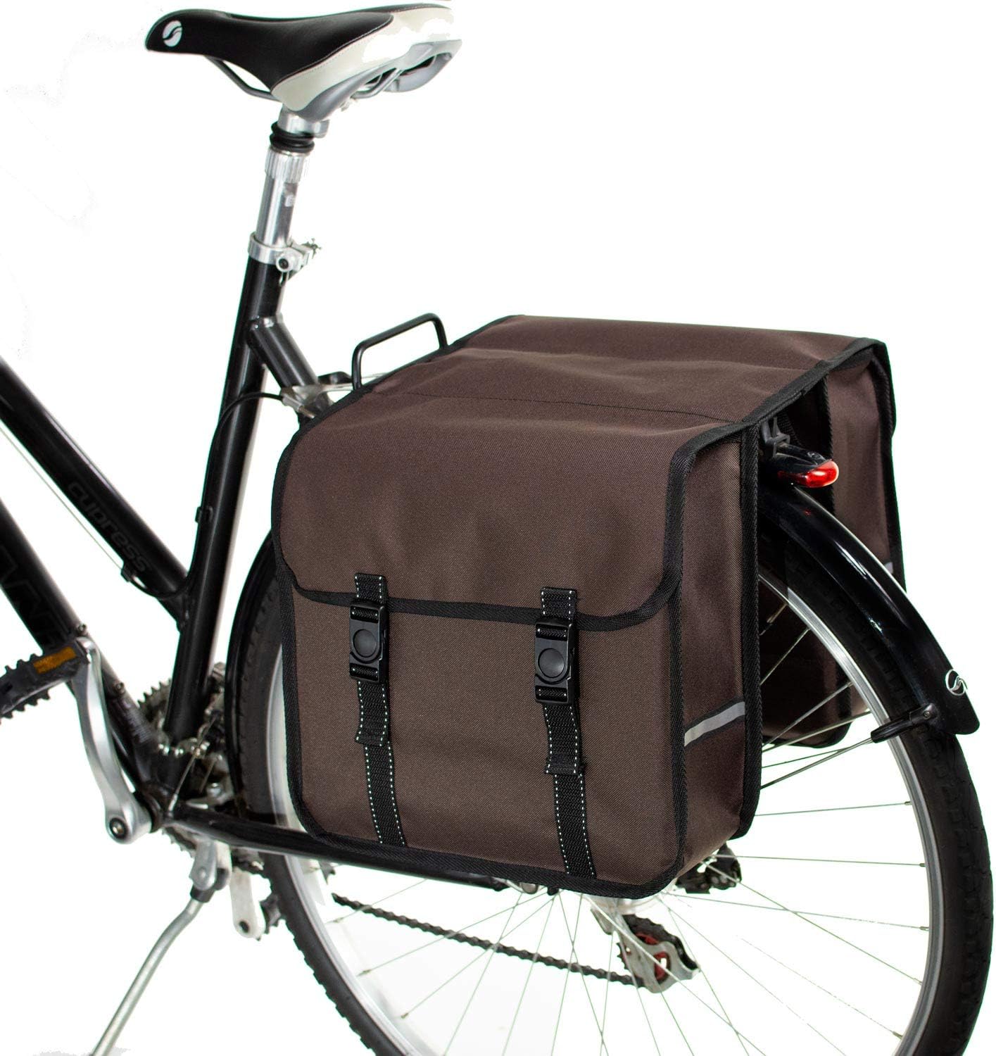 BikyBagClassic - Double Bicycle Panniers - 26L Water-Resistant Bike Pannier Bag for Rear Rack | Commuter & Shopping Cycling Bag (Classic - Brown)