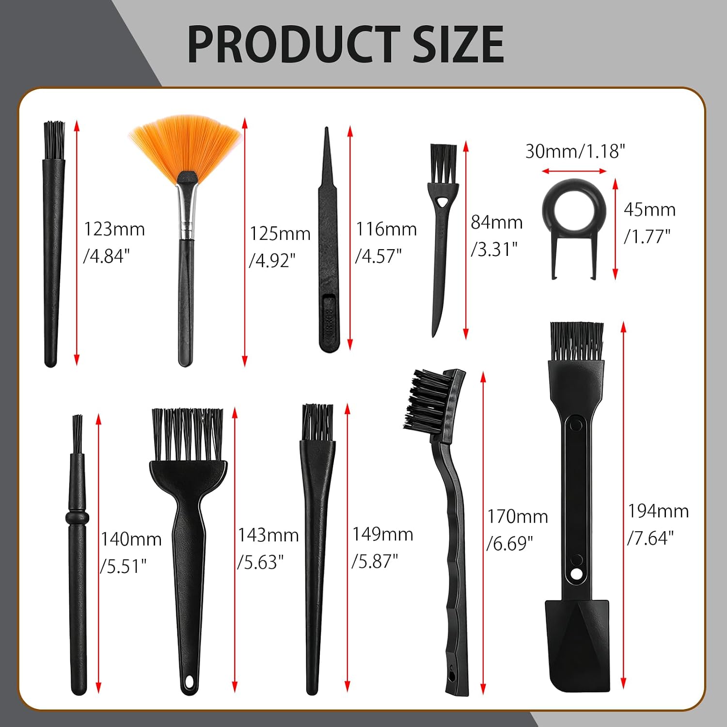 10PCS Anti Static Brush Kit, Small Cleaning Brushes for Keyboard PCB Motherboards Circuit Boards Electronic Devices Tool Set, Black