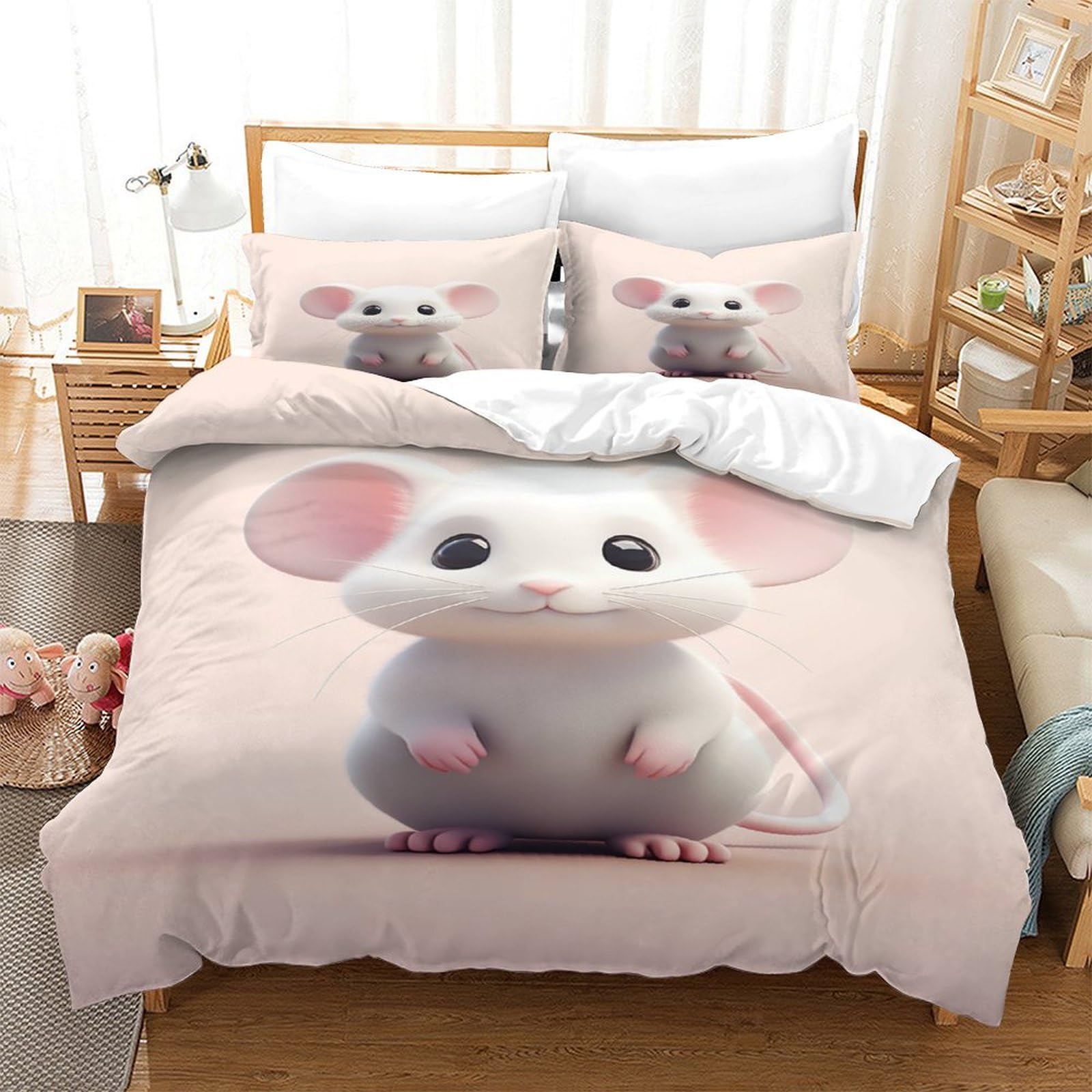 Parure de lit rat 3D 140x200 cm pour éviter la couette qui glisse grâce au zip invisible