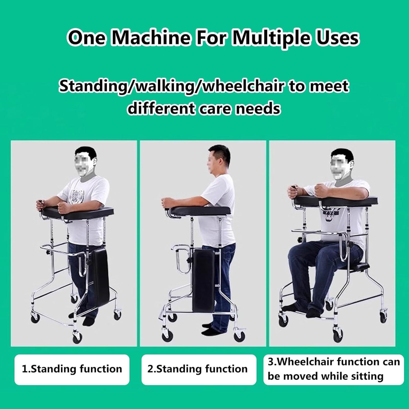 Andadores Ligeros para ancianos, Andador de Rehabilitación Ajustable con Ruedas Silenciosas y Mesa de Apoyo Confortable, Andador de 4 Ruedas con Asiento y Frenos, Capacidad de Carga 220lbs