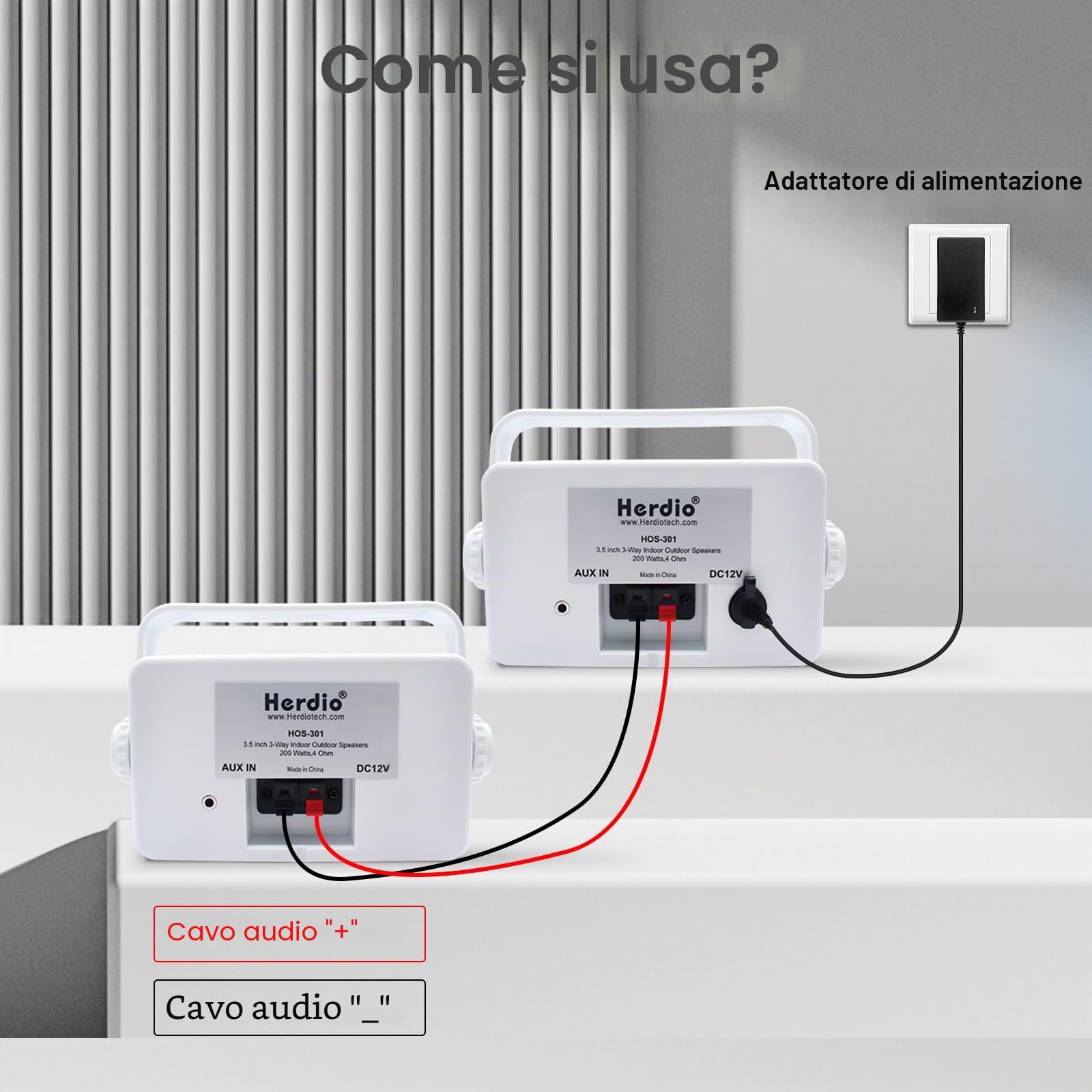 Herdio 3,5 Pollice Bluetooth Altoparlanti da esterno 200Watt Diffusori da Esterno Casse per Esterno Per Esterno,All-Weather Durability, per Patio Marine Boat Garage Indoor (Coppia，Bianco)