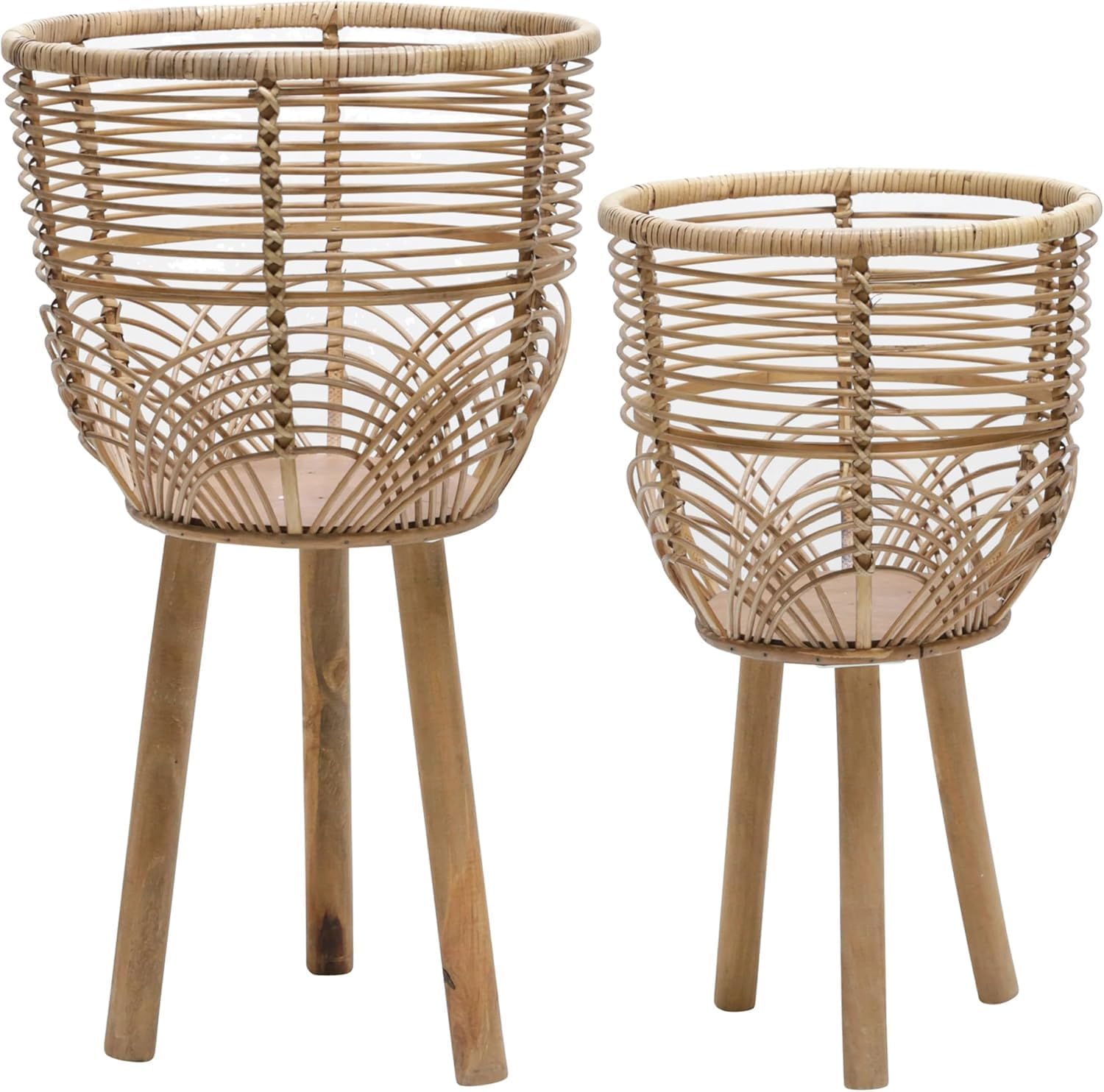 SagebrookHome Rattan Planters with Wooden Stands Review: Boho Plant Pots for Garden & Indoor Decor