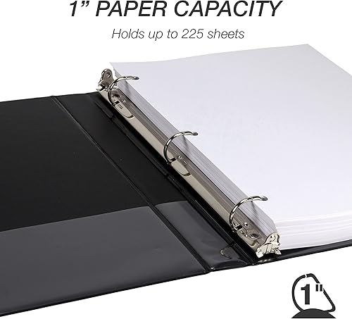 Vista 17 de Samsill Carpeta duradera de 1.5 pulgadas, fabricada en los Estados Unidos, carpeta de anillos en D, carpeta transparente personalizable, surtido