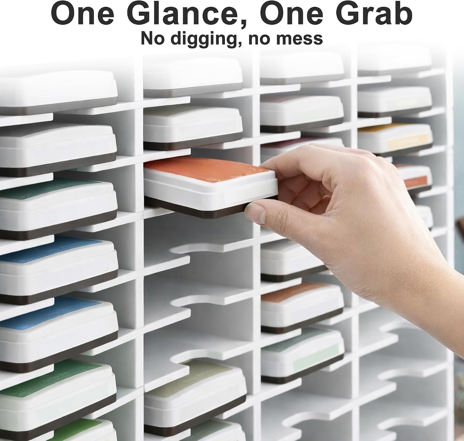 Windiboo Ink Pad Storage Organizer with 60 Slots, Vertical Ink Pad Holder for Craft Room, Wall Mounted or Desktop Stamp Pad Storage Rack for Scrapbooking, Card Making and Rubber Stamping