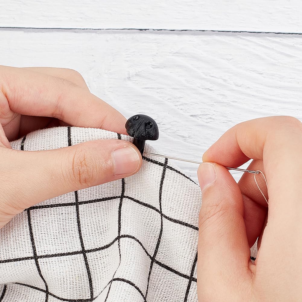GORGECRAFT 50Pcs Plastic Dog Nose 15mm Black Safety Doll Noses Craft Screw Teddy Bear Animal Crochet Noses with Spacers Doll Making Supplies for Stuffed Plush Animals Puppet DIY Making Amigurumi - Image 4