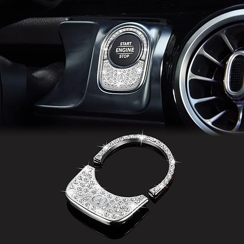 TOMALL Bling - Cubierta para botón de encendido de motor de automóvil, compatible con Mercedes Benz GLB 2020, anillo de diamantes de imitación para