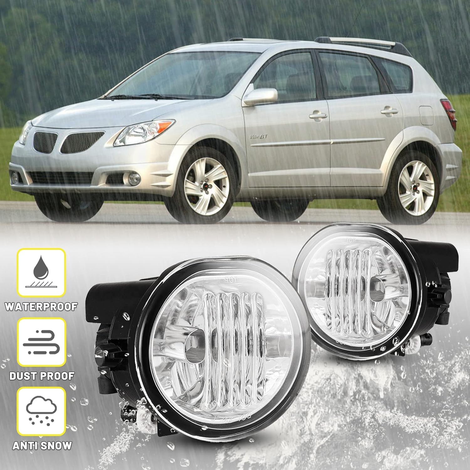 Fog Lights Lamps Assembly compatible for Toyota Matrix Pontiac Vibe 2003 2004 2005 2006 2007 2008 Driver Passenger Replacement