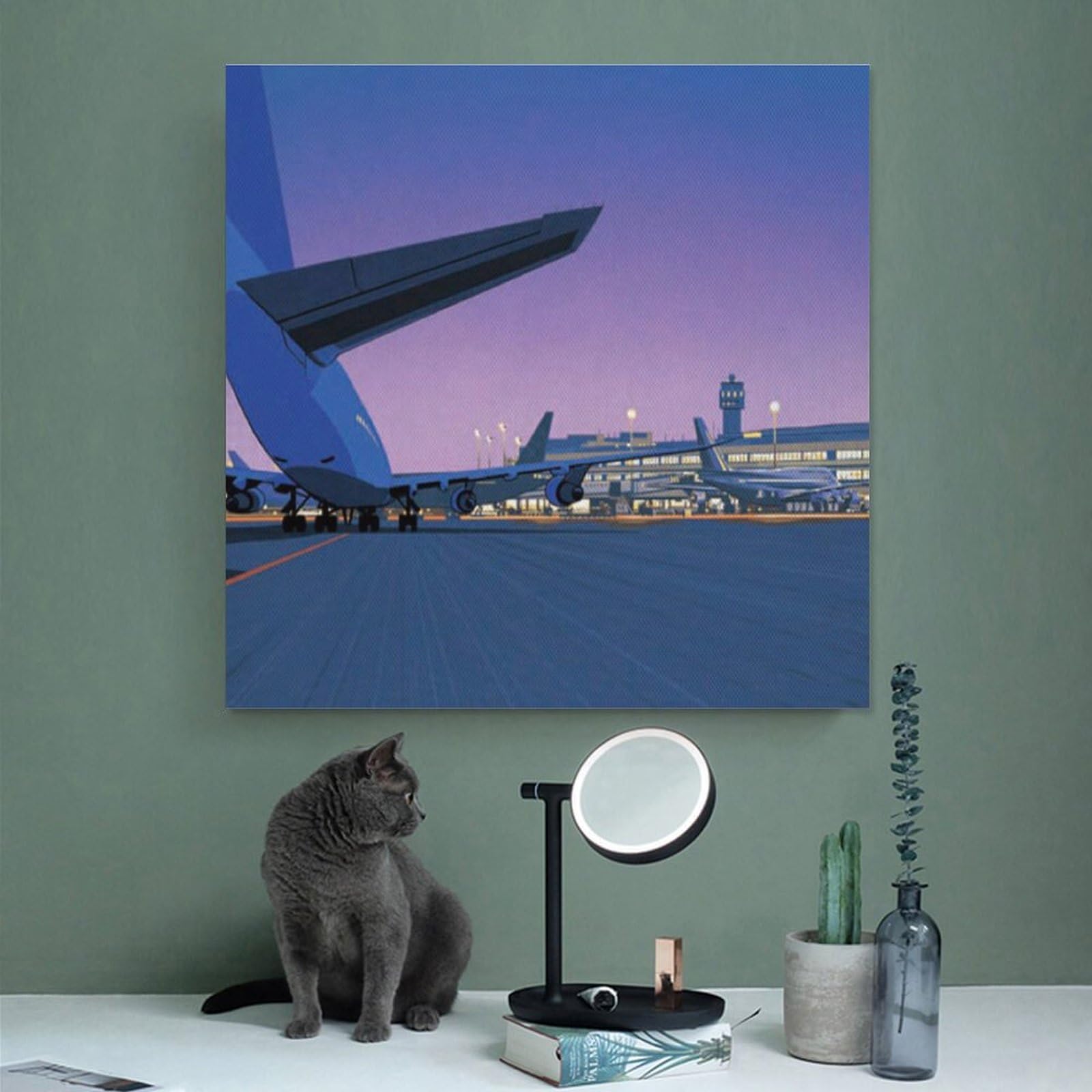 Amazon.co.jp: 永井博 飛行機 空港ポスター プリント キャンバス