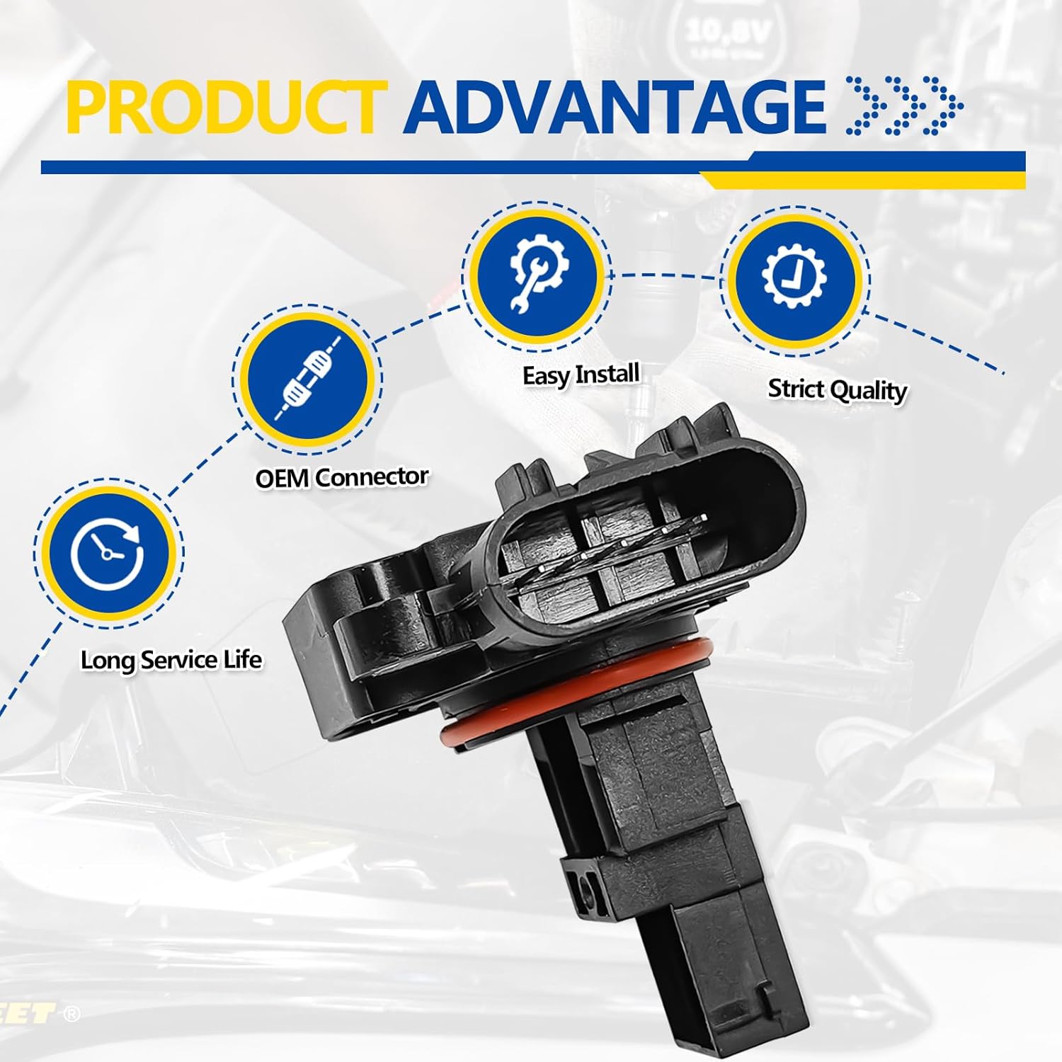 MAF 2134343 Mass Air Flow Sensor Compatible with Cadillac CTS Escalade Chevy Avalanche Silverado Suburban Tahoe GMC Sierra Yukon XL 1500 2500 Replaces OE 10393948 23256991