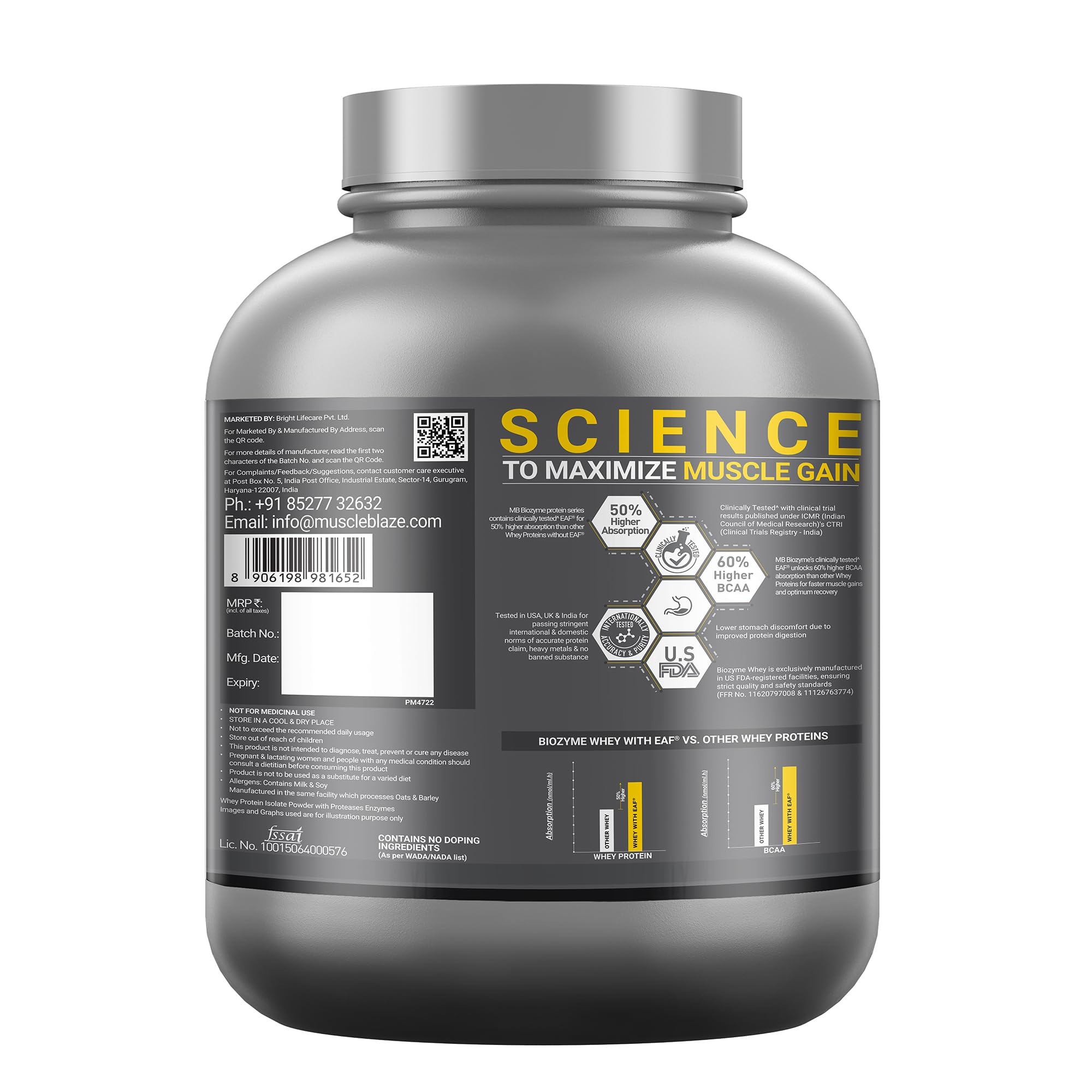 MuscleBlaze Biozyme Iso-Zero Whey Protein Isolate Powder, 2kg (4.4lbs) — Amazon image 7