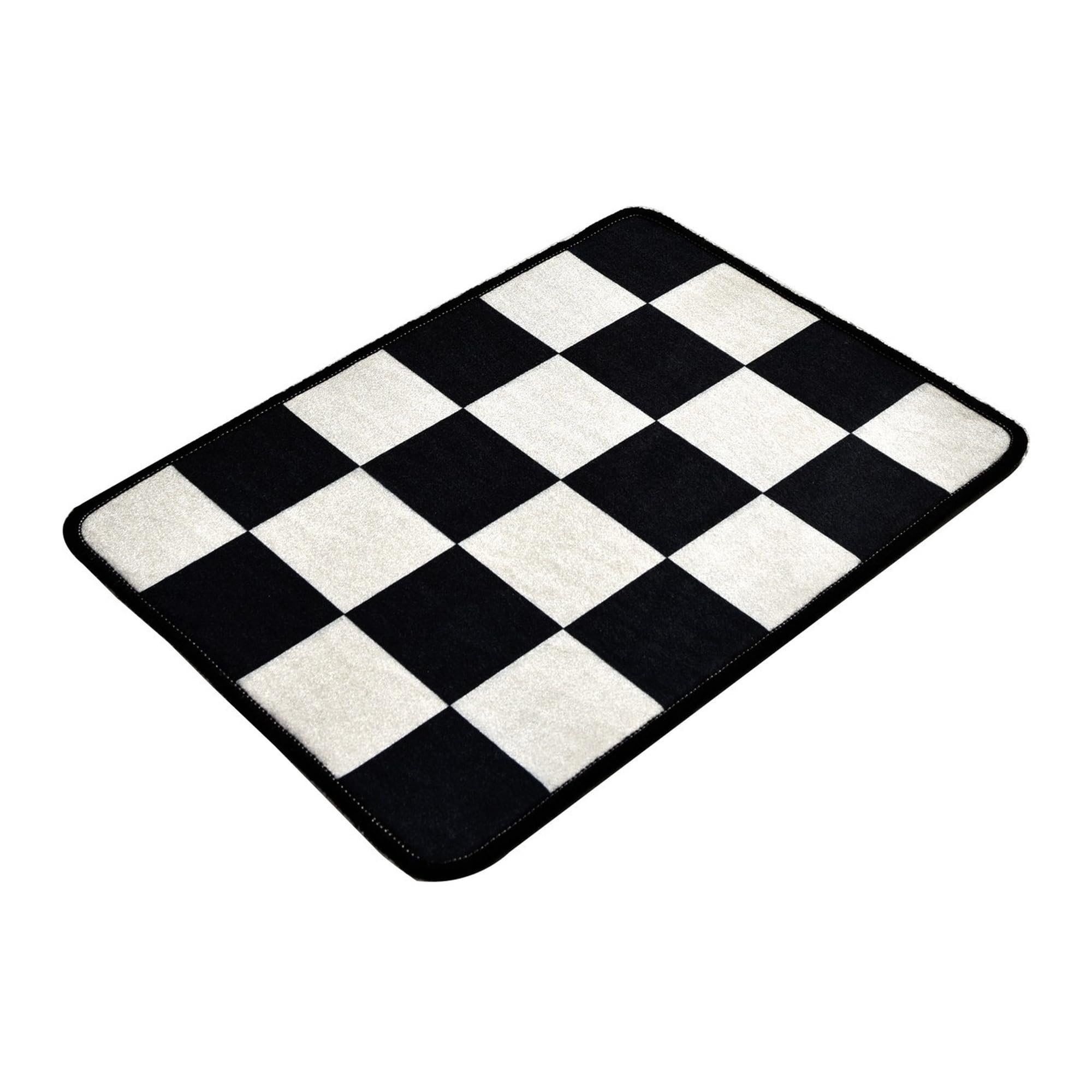 Alfombra de baño cuadros blancos y negros