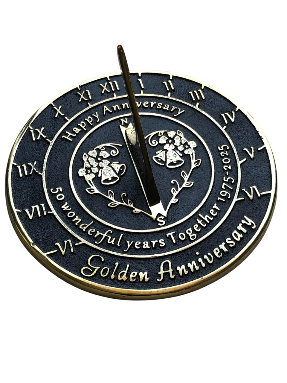 NauticalMart 50th Golden Wedding Anniversary Unique Marriage Present for Parents, Grandparents, Friends, Husband or Wife, Couples, Him & Her Wedding Anniversary Sundial Gift 2024 (50th Anniversary)