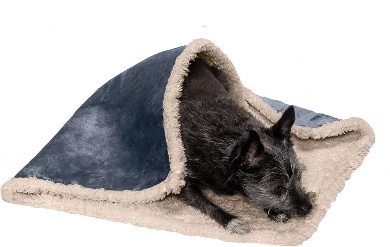 Manta Térmica Impermeável de Terry e Sherpa Furhaven Cozy Denim para Gatos e Cães Pequenos — 76,2 x 50,8 cm