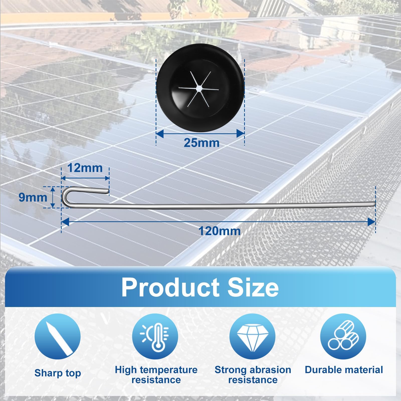 100 Solar Panel Protection Clips, Staffe della Rete di Protezione del Pannello Solare, Clip di Installazione del Pannello Solare dell'Acciaio Inossidabile, Linee degli Uccelli, Recinzioni del Piccion