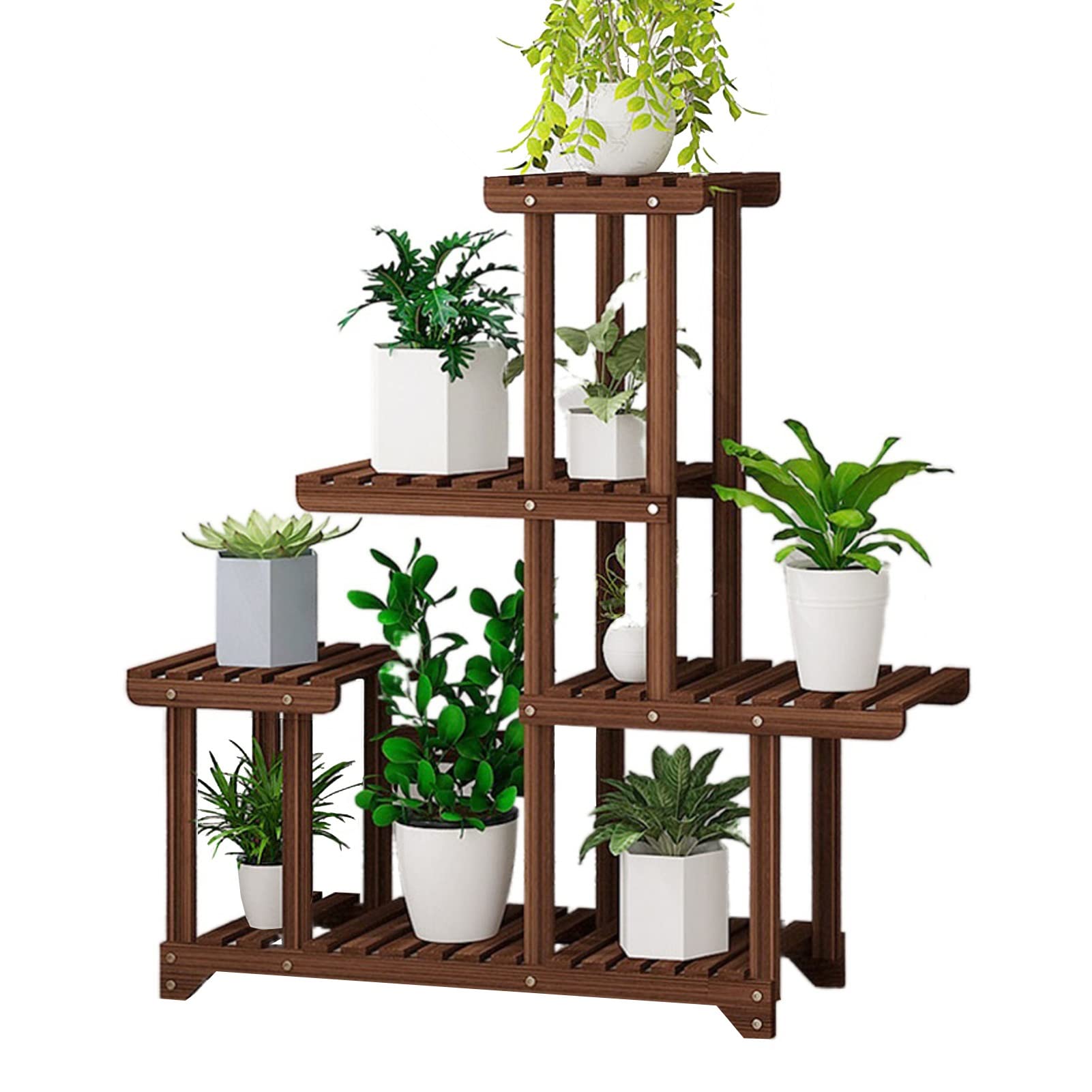 SnamicE Plant standWooden Plant Stand Plant Shelf Indoor Outdoor Tiered Stands Flower Pot Holder Shelves Floor Shelf for Garden Planters for Living Room Balcony 86x25x90cm,