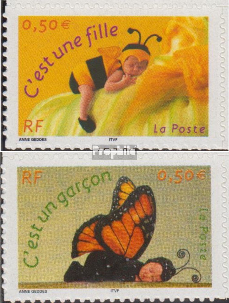France Timbres 2004 Annonces De Naissance – Anne Geddes – Série Complète 3778-3779 Neufs Avec Gomme MNH – Collectionneur