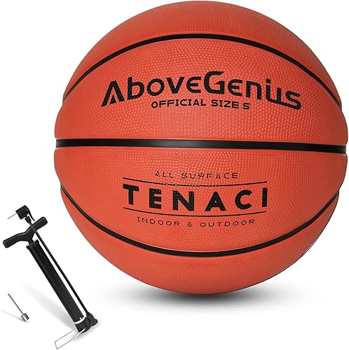 AboveGenius 1 paquete de pelotas de baloncesto para exteriores, tamaño oficial 7, tamaño 5, pelotas de baloncesto de goma para interiores para