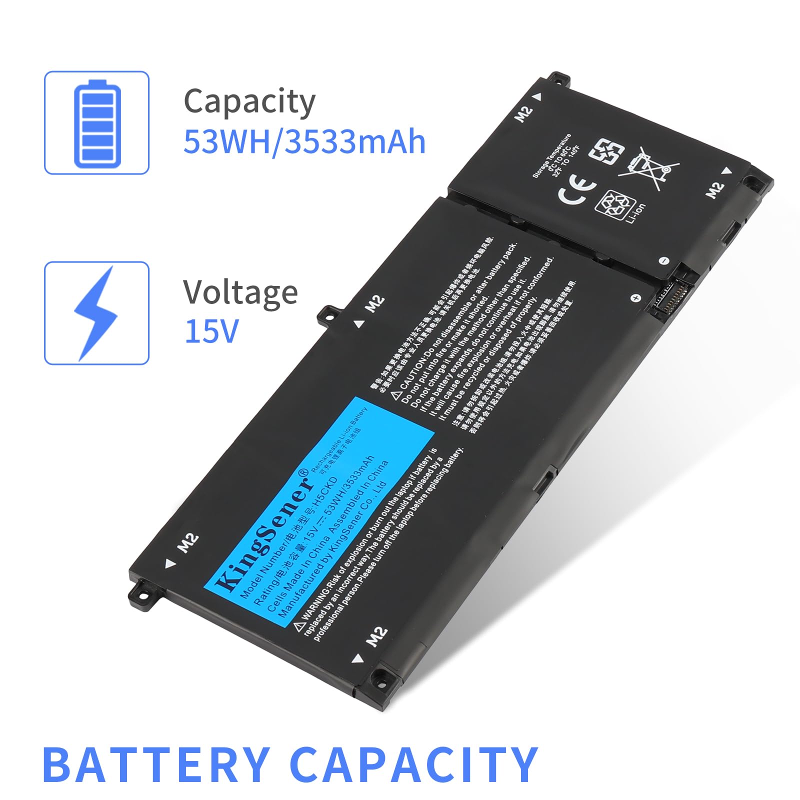 H5CKD 53WH Batteria per Dell Latitude 3410 3510 Inspiron 5300 5401 5408 5501 5508 5400 7405 7300 7500 2-in-1 Vostro 5300 5301 5401 5501 Series 07T8CD 0TXD03 09077G JK6Y6 15V