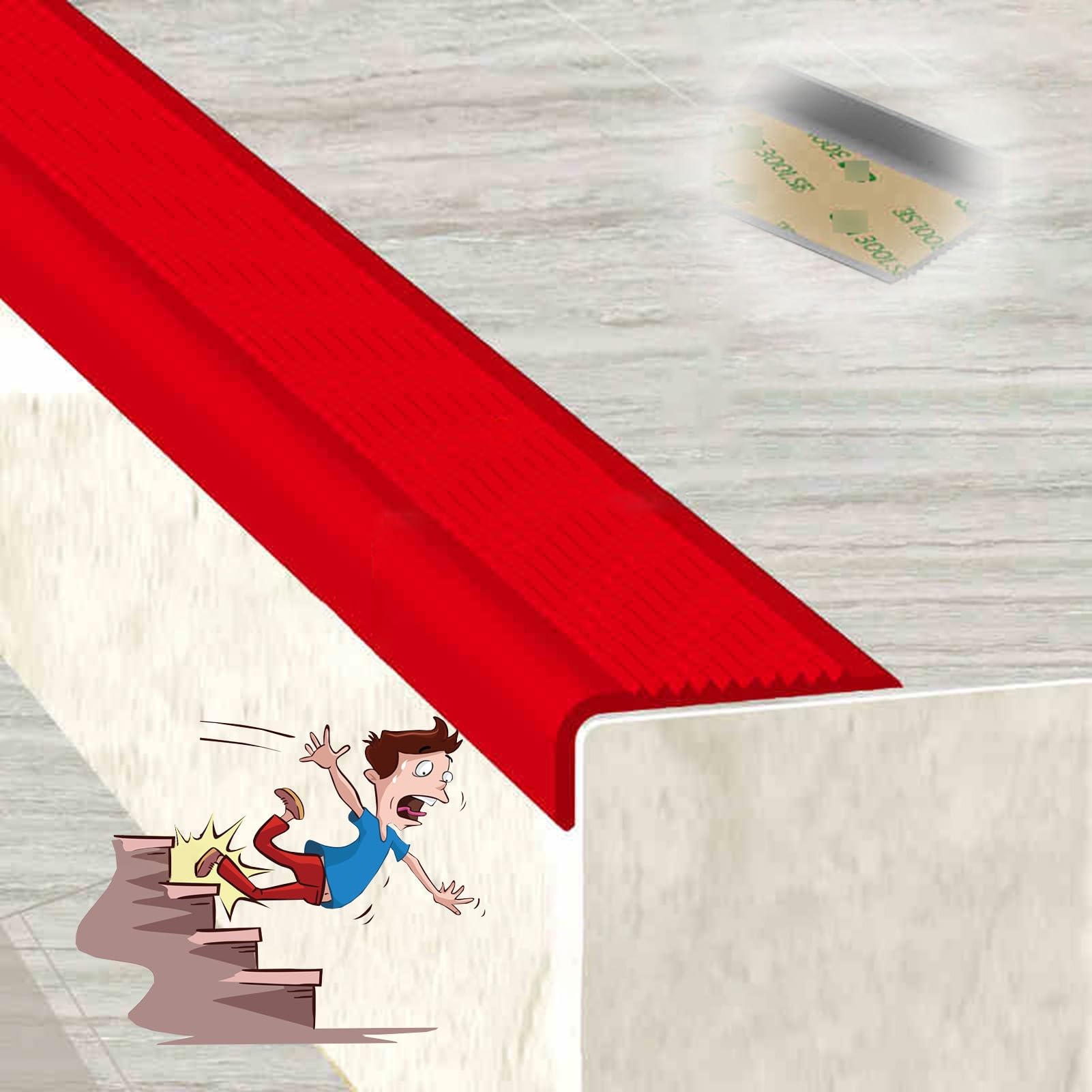 Tira de Umbral Protector de Borde de Escalera Antideslizante, Borde de Escalera para Exterior e Interior, Tira de Protección de Esquina Autoadhesiva, para Escaleras con Baldosas de Cerámica y Escalone