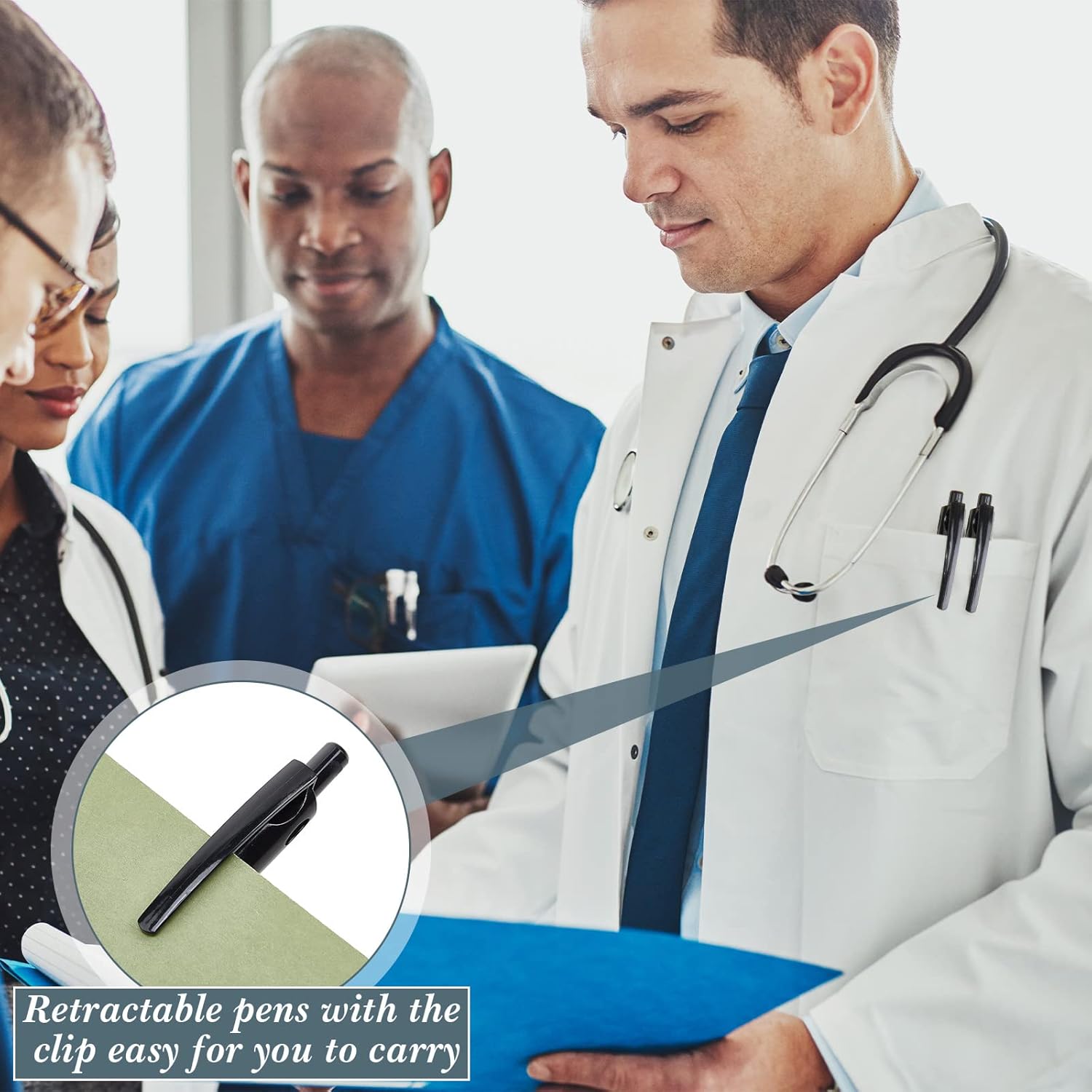 Nuanchu 200 Pcs Retractable Ballpoint Pen Medium Point 1.0mm Black Gel Pens Long Lasting Writing Pens for Office University College School Everyday Use - Image 4