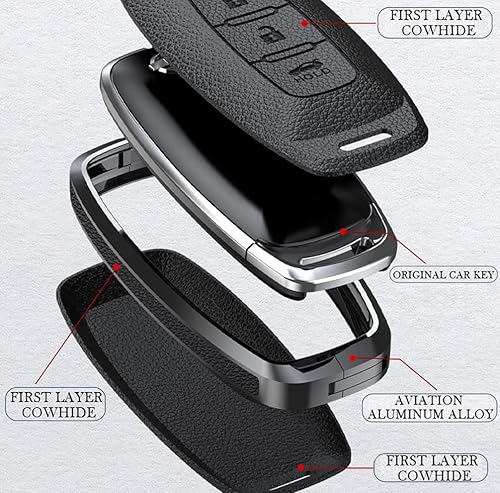 Miniatura 4 de ontto Funda de cuero para llave de automóvil para Nissan Rogue Pathfinder X-Trail Versa Kicks Ariya Qashqai Teana, accesorios antiarañazos, funda