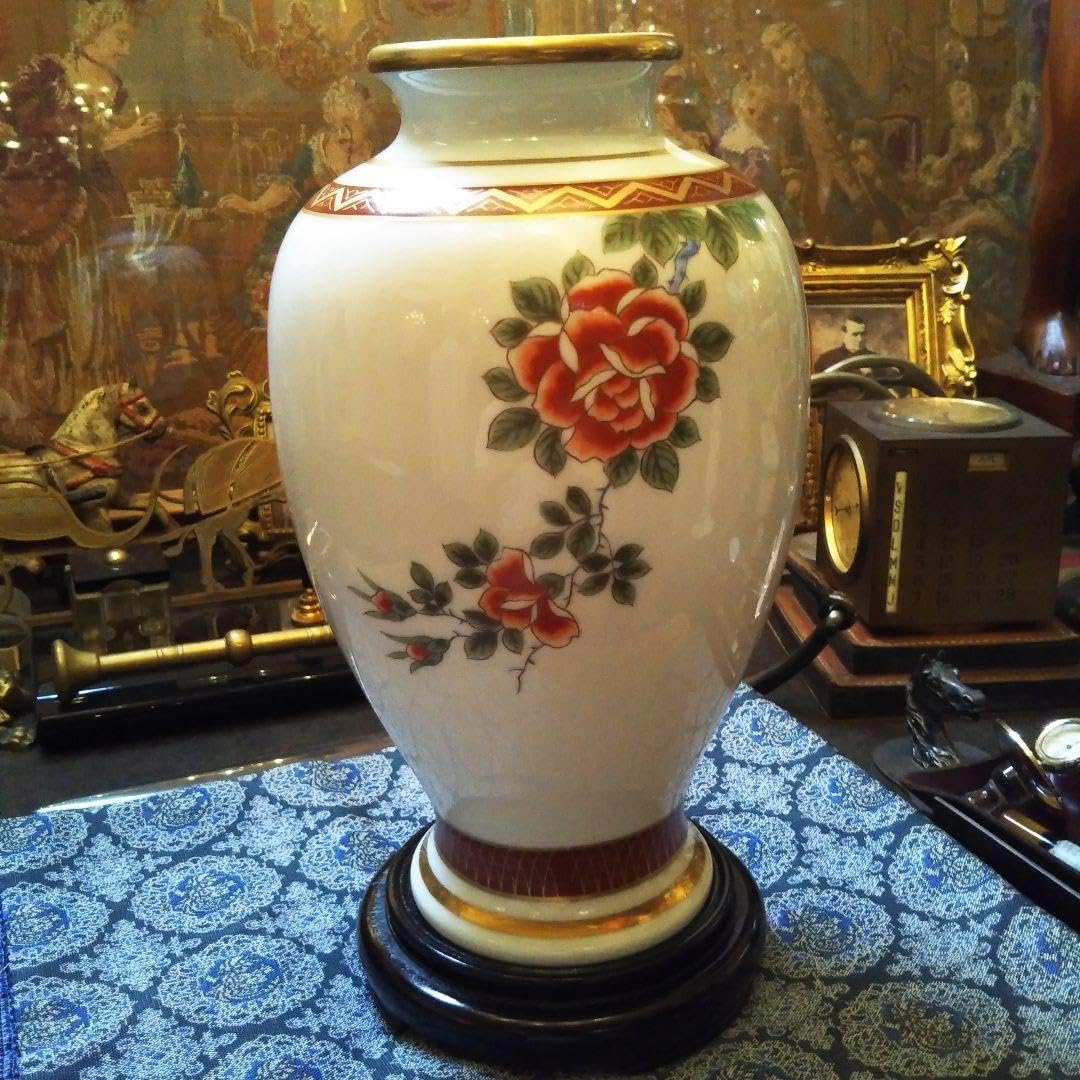 鍋島焼 名工 嘉秀 作 盛上彩釉 柿図 飾壺 陶器 壺 高さ約25㎝ 鍋島焼 名工 嘉秀 作 盛上彩釉 柿図 飾壺 陶器 壺 高