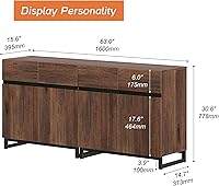 Vista 2 de WAMPAT Aparadores Buffet Multifuncionales 2 en 1, Aparador Moderno con Estante Ajustable y Base de Metal, Gabinete de Barra de Café Gabinete