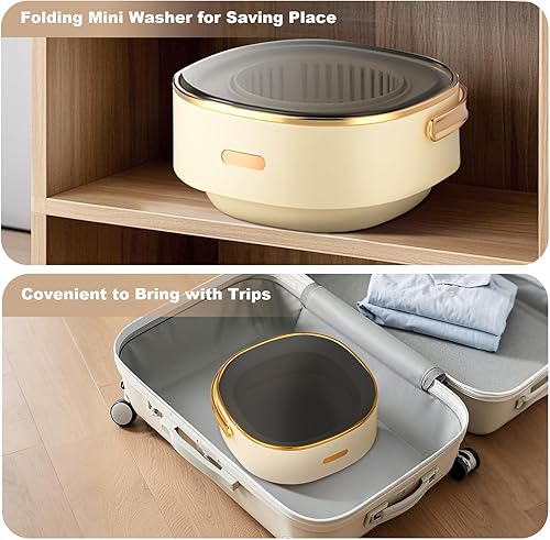 Miniatura 5 de 13L, Portable Washing Machine, Mini Washer Foldable Compact Laundry Machine with Basket Spin, Small Underwear Washer for Travel, Apartment, Manual