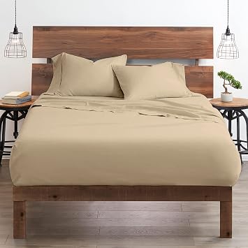 My-100%-Certified-Giza-Cotton-Pillow-Sheet, Giza Egyptian Sheet Set Queen Size, Soft Sateen Weave, Breathable Fabric, Fits Upto 18-Inch Deep Pocket - Queen, Taupe