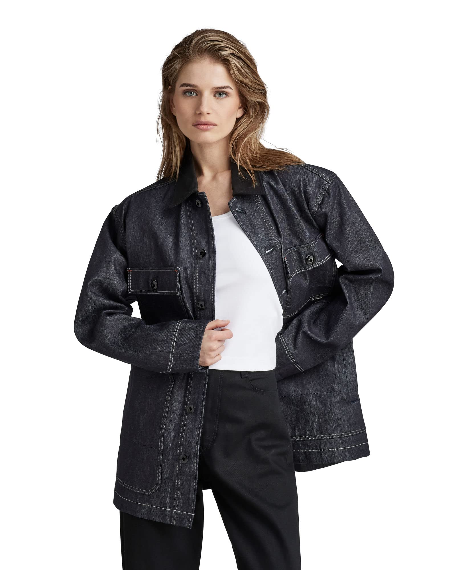 G Star Raw Mens G-Star RAW Unisex Premium Chore Evergreen Jacket - Navy Cotton - Size Medium