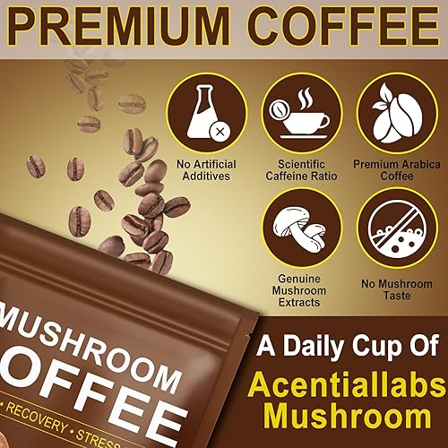 Miniatura 9 de Café de hongos (8.29 oz de gran tamaño), mezcla de 10 hongos superalimentos para energía, recuperación y enfoque, café instantáneo orgánico en polvo