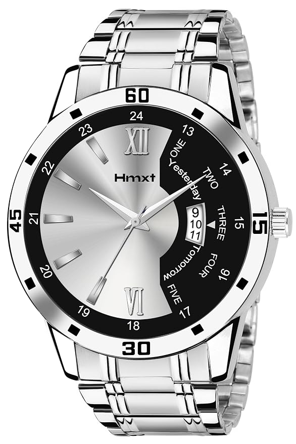 HMXT Stainless Steel 1 Day N Date Series Silver Mens Cl...