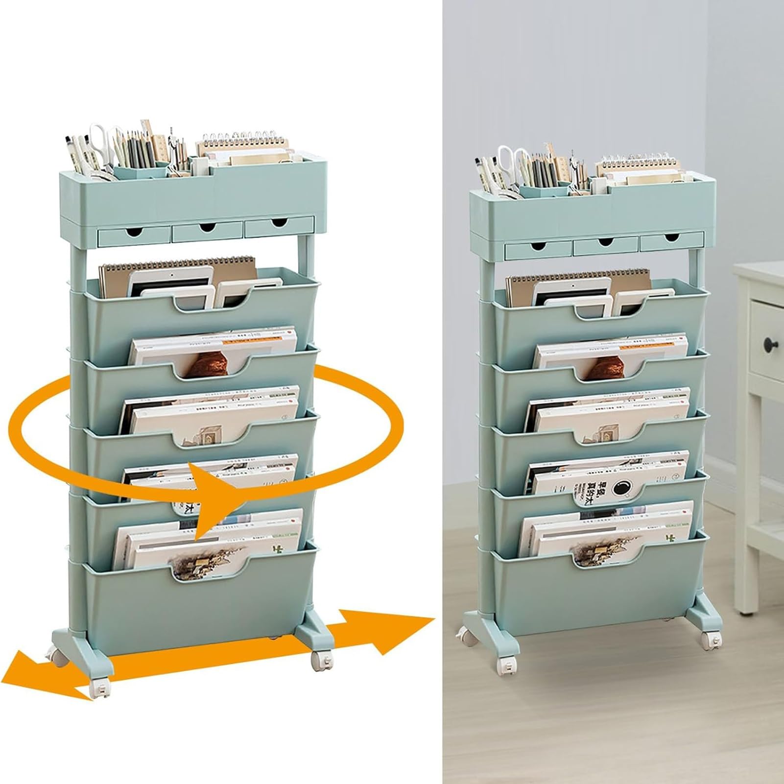 Chariot de rangement sur roulettes pour optimiser une salle de classe