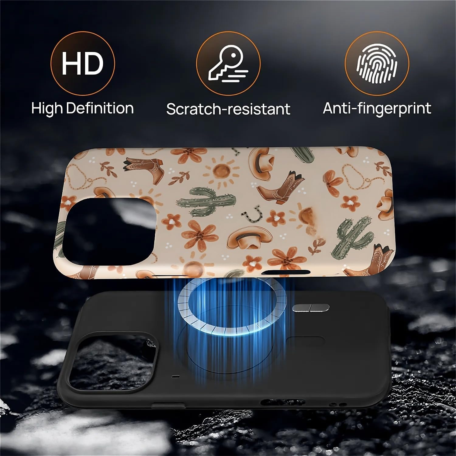 Case for iPhone 16 Pro Max [Compatible with MagSafe], Matte Soft Silicone + Hard PC Anti-Scratch Shockproof Protective 2-in-1 Case for Women Girls - Western Cowboy Desert - Image 5