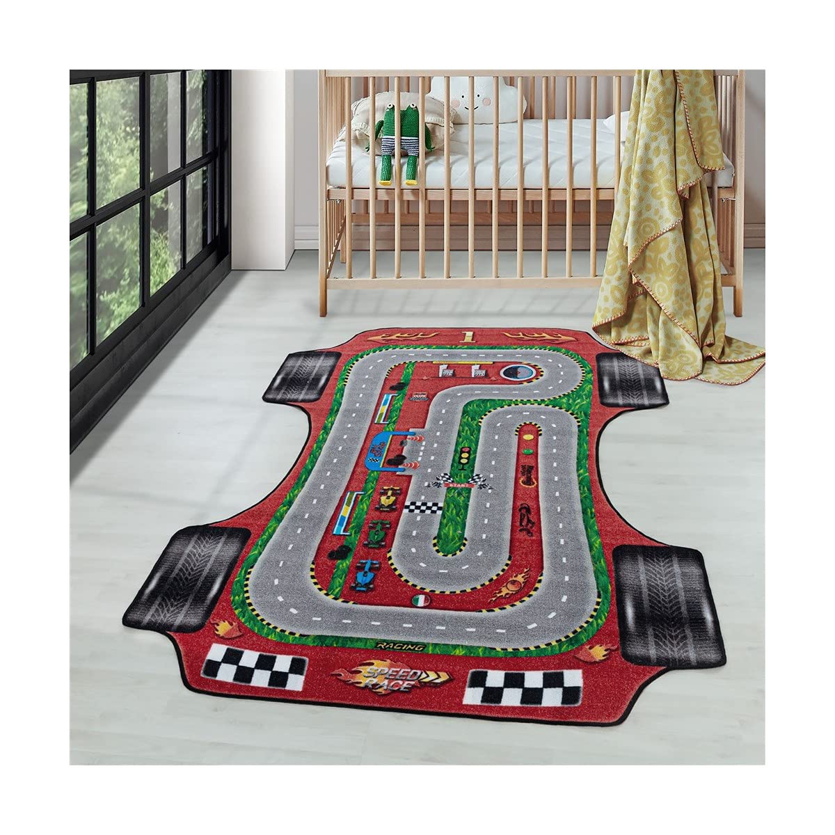 Tapis de jeu rouge 100 x 150 cm pour chambre d'enfant