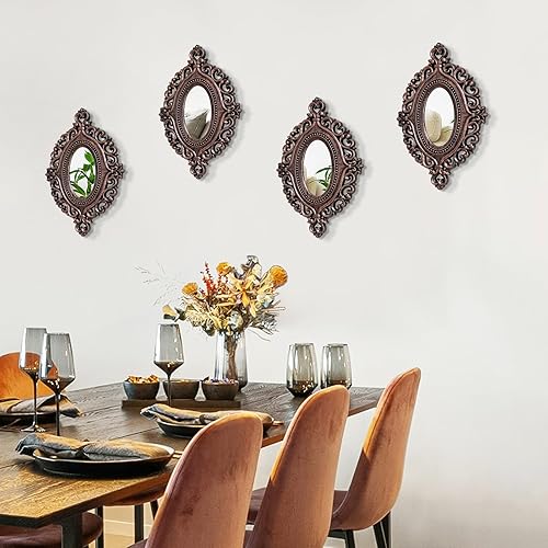 Miniatura 10 de ZEXUIRU Espejo de pared con marco de madera para ventana, 2 piezas, espejo rústico de granja, espejo de entrada con marco de madera para sala de