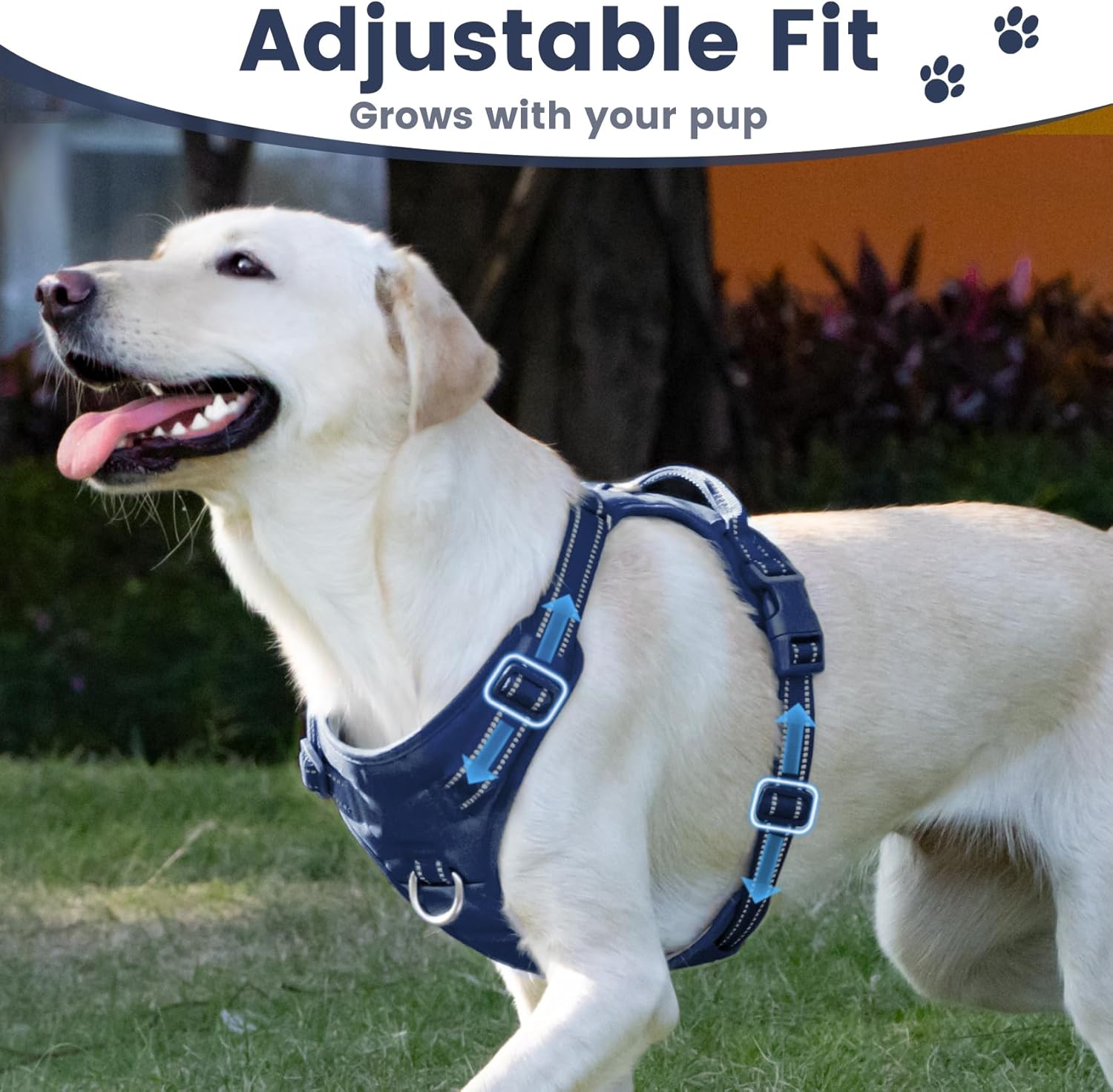 No Pull Dog Harness, Reflective Puppy Vest for Small Medium Large Sized Dog(Prussian Blue,L)