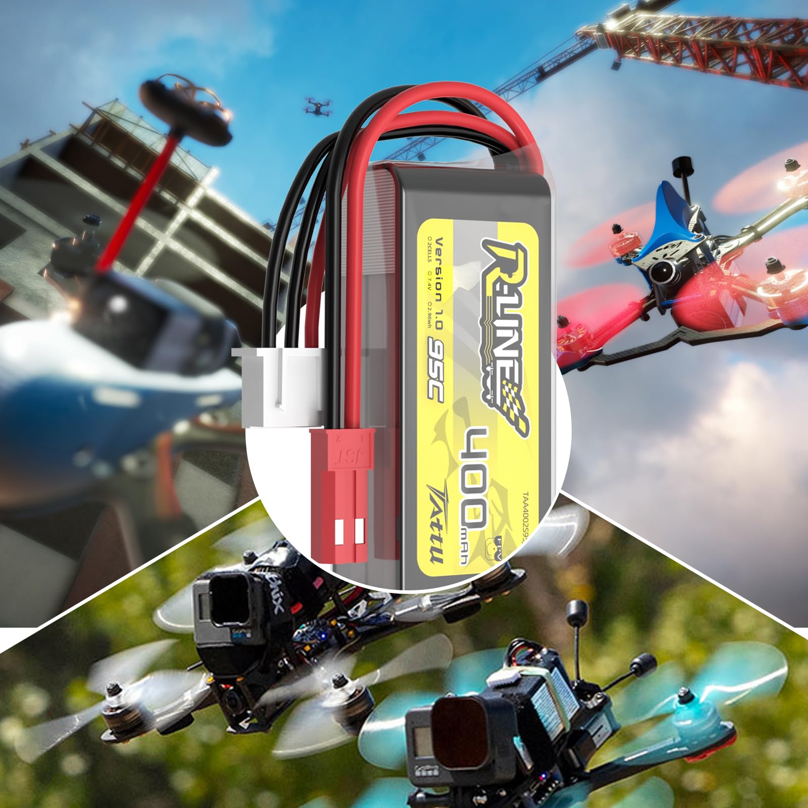 Akumulator TATTU R-Line 400 mAh 7,4 V 2S 95C LiPo JST-SYP do dronów FPV Tinywhoop