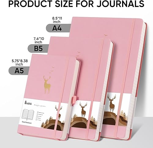 Miniatura 3 de Cuaderno rayado A5  312 páginas numeradas de cuero para escribir, 3 páginas de contenido de índice, papel grueso de 3.53 ozm, tapa dura, 5.75 x 8.38