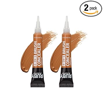 Ruby Kisses 4-In-1 Concealer, Color Corrector, Contour & Highlight, Full Coverage Natural Finish Covers Under Eye Circles & Blemishes, Hydrating & Long Lasting Formula Classic Tan, 2 Pack