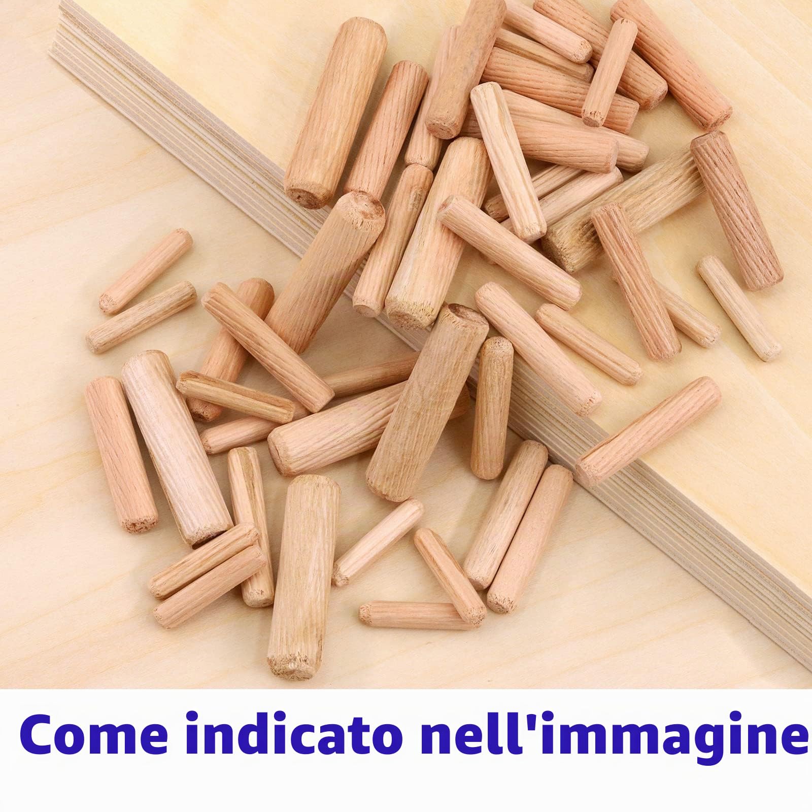 Glarks Set di 508 Tasselli in Legno da 1/4", 5/16", 3/8", 1/2", Estremità Smussate, Scanalati e Cavi Solidi per Tenone, Mobili, Progetti Artistici