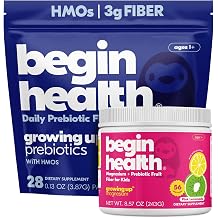 Begin Health Growing Up Daily Kids Bundle | Prebiotic Fiber 28-Pack + Magnesium Drink 56 Servings | 2-FL HMO Citrate + Electrolytes | Unflavored, Gluten-Free, No Sugar Added | Ages 1+