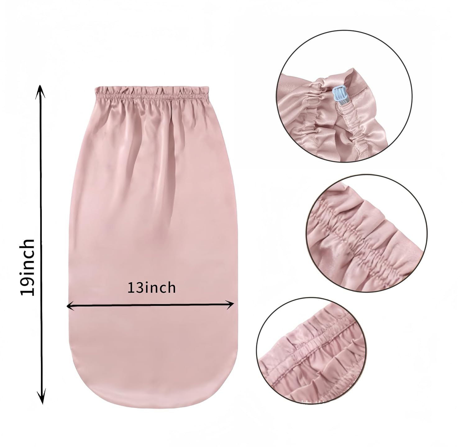 100% Mulberry Silk Adjustable Bonnet Sleep Cap, Long Silk Turban/Bonnet for Sleeping, Shower Cap, Hair wrap for Sleep,8 Colors (Light Pink) - Image 2